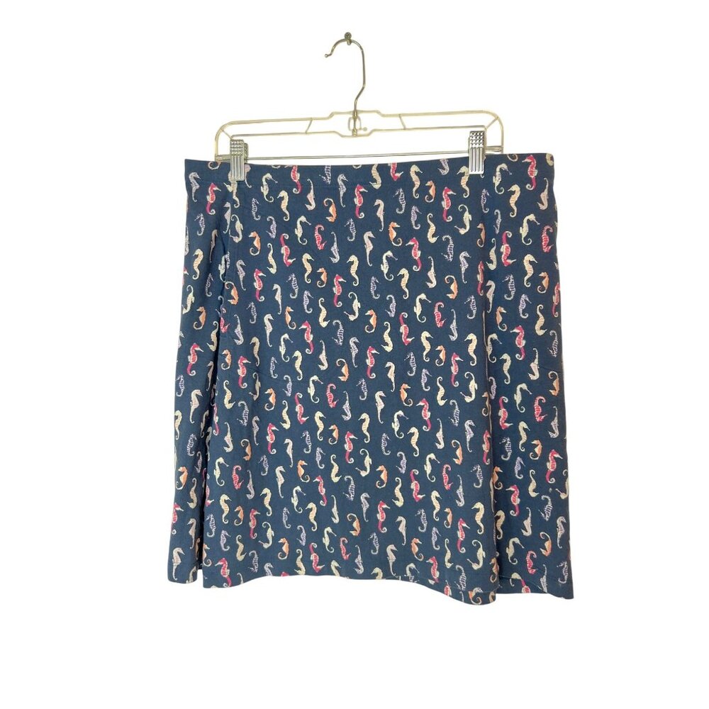 J.Jill Seahorse skirt Summer Soft Cotton/Modal Blend Stretchy Nautical Large